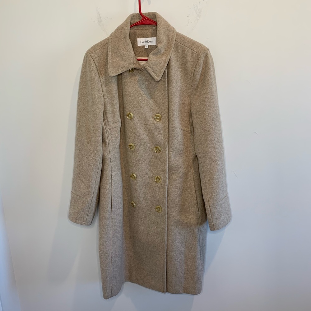 Calvin Klein Brown Double Breasted Wool Coat 18